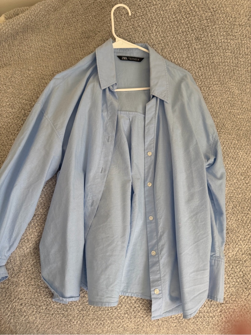 Zara Light Blue Button-Up Shirt Jacket